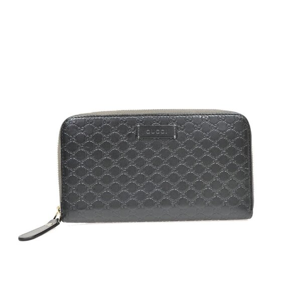 GUCCI Micro Guccissima GG Pattern Long Zipper Wallet Leather Black Gold 31KB287 - Picture 1 of 13